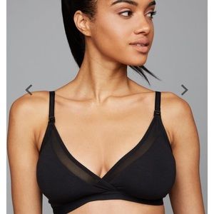 Mesh trim clip down nursing bra - black - great
